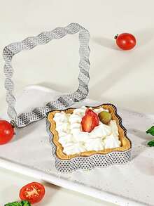 2/4/6pcs Stainless Steel Wavy Tart Rings, Wavy Round & Wavy Square Pastry Baking Molds For Kitchen Baking Cookies, Fruit Tarts, Desserts, Mother's Day, Wedding, Holiday Celebration, Birthday Party - 3587902 - View 4