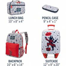 Maleta de viaje NAUTICA para niños - Maleta rígida de mano de 18" aprobada por aerolíneas con ruedas (Ataque de tiburón) - Pirata Ahoy | Set escolar de 5 piezas - Ver 7