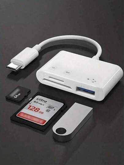 3-In-1 Multi-Functional Type-C Card Reader, Compatible With Computers And Smartphones/Micro SD/USB Connection
