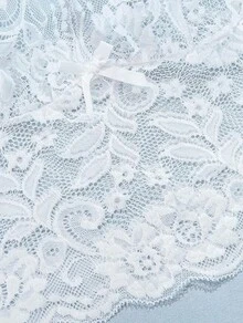 Floral Lace Lingerie Set High Waist Sleepwear Bra And Panty 2 Piece Nightwear 2025 Back-To-School Season Fall Pjs - 白色領結 - 查看 3