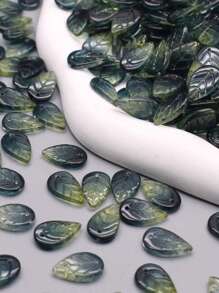50Pcs A Bag 11x18mm New Green Color Leaf Crystal Glass Beads For DIY Jewelry Leaf Charms Necklace Earring Making