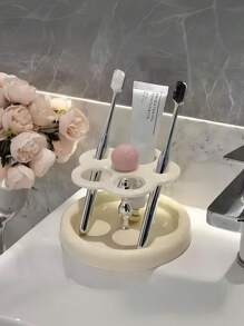 Simple Acrylic Toothbrush Holder, Countertop Bathroom Organizer Rack For Electric Toothbrush, Toothpaste, Compact & Portable