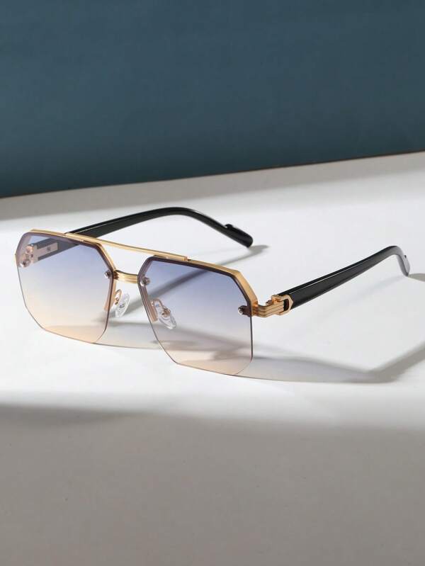1pc Men's Metal Frame Fashion Fashion Glasses Suitable For Outdoor Street Shades Accessories For Summer Beach Vacation,Outdoor,Travel Back To School Fashionable Preppy School Look