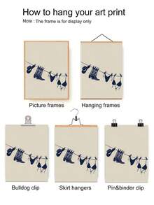 1幅海军蓝比基尼海滩插画墙画，海岸牛仔女郎印花帆布画，比基尼墙面装饰，海洋主题艺术品，适用于卧室、客厅或宿舍，送给她的礼物，不含画框