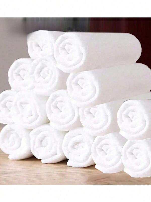 5 piezas Toalla facial blanca simple, toalla libre de pelusa para hotel, toalla facial suave y absorbente, suministros de baño (25x25cm, 25x50cm, 30x70cm) Decoración de otoño para el hogar y el baño, de vuelta a la escuela para salón de belleza y hogar