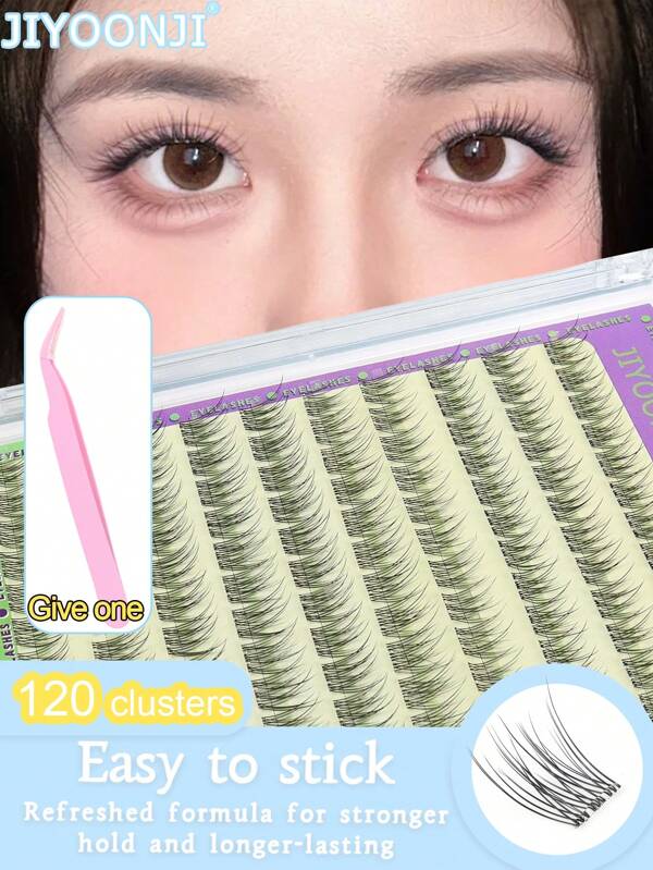 120 grappoli di ciglie finte autoadesive, naturali, a forma di D, effetto soffice, lunghezza 11-12mm, mix di ciglie individuali soffici, banda sottile, ciglie finte, pinzette regalo