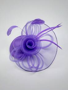 HITYfascinator 1 件 Fascinator Veil 网眼迷你帽，涤纶纤维蝴蝶结装饰，适合所有季节小帽子德比帽