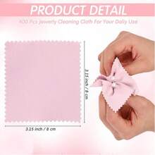 Double Sided Velvet Silver Polishing Cloth, Jewelry & Silverware Cleaning & Polishing Cloth - Pink - View 6
