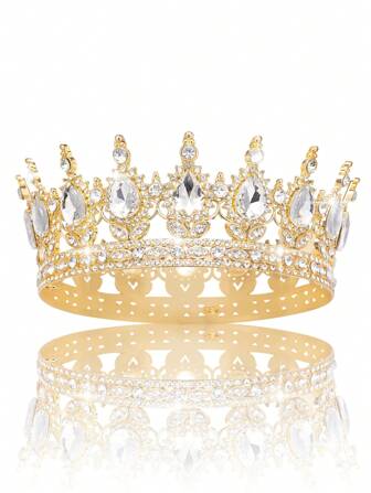 1pc Elegant Baroque Queen Crown Headpiece, Bridal Party Festival Gift Floral Crown Decor