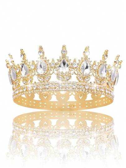 1pc Elegant Baroque Queen Crown Headpiece, Bridal Party Festival Gift Floral Crown Decor Valentine's Day Accessories