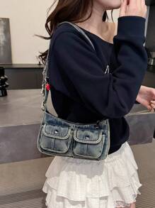 Bolso de hombro de mujer de moda y vintage, versátil bolso de alta calidad para llevar debajo del brazo, bolso de estilo exclusivo