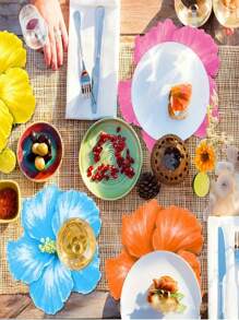 12 Stücke zufällige Farbe Hawaiianische Hibiskus Papier Tischsets - Rechteckige tropische Party Tischsets, geeignet für Feste, Treffen und Heimdekoration, zufällige Farbe florale Papier Tischsets, Hibiskus Blume Tischsets, Einweg-Blumen-Tischsets für hawaiianische Party, Hochzeit, Geburtstag, verschiedene Feste, Heim-Bankett-Dekorationen, Geschenke für Lehrer