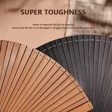 Folding Fans, Wooden Handheld Fans With Tassel, Hand Holding Fans For Women, Wedding, Dancing Party - 卡其色 - 查看 5