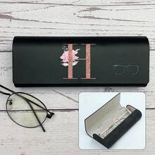 Hard Glasses Box Initial A To Z Letter Pattern Resistant Reading Glasses Case For Men And Women PU Leather Fashion Glasses Eyeglass Box Myopia Glasses Case Compression Resistance Reading Eyewear Case ﻿ - Black - View 30