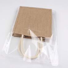 3/5pcs 38*27*19cm Natural Linen Bags, Plain Shopping Bags, Linen Gift Bags, DIY Vintage Linen Tote Bags, Wholesale Linen Handbags