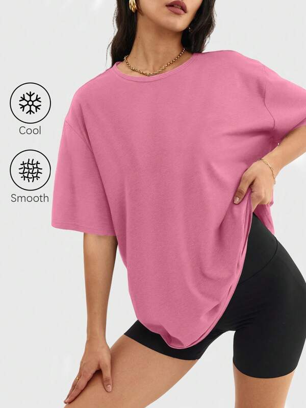 Speed mate Blusas holgadas de mujer de manga corta con cuello redondo, ajuste suelto, estilo casual de verano, blusas básicas del estilo Y2K 2024