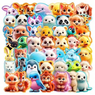 50/100Pcs Cute Animal Sticker Pack, Cartoon Pets Kawaii Classroom Stickers For Girls Boys Adults, Funny Waterproof Vinyl Stickers For Scrapbook Water Bottle Hydroflask Computer Refrigerator Luggage Phone