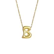 18K Bubble Letter Necklace Gold For Women, Initial Necklaces Rhinestone Chunky Bubble Letter Necklace As Mother's Day Gifts Charm Puff Name Pendant Alphabet Necklaces Non Tarnish Gold Plated Jewelry