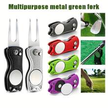 Stainless Steel Golf Course Divot Repair Tool With Magnetic Ball Marker - Durable Waterproof Multi-Functional Green Fork, Suitable For Outdoor Use - Perfect Gift For Golfers