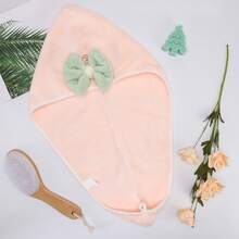 2pcs Hair Drying Towels, Hair Towel Wrap For Women, Absorbent Hair Turban Towel, Bow Hair Drying Cap For Curly Straight Short Hair