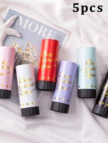 5个迷你纸屑喷射器压缩纸屑管套装，浪漫手持纸屑喷射器，适用于婚礼、生日、圣诞节、新年庆祝活动、派对用品礼品 - 彩色 - 查看 4