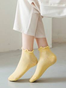 8 Pairs Women's Basic Style Sweet Lace Fashion Ankle Socks, Handwash, Suitable For Daily Use, Spring/Summer - Multicolor - View 3