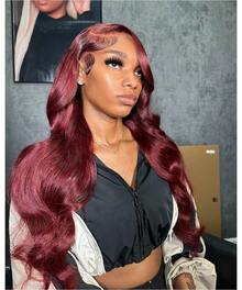 200% 99j Burgundy Lace Front Human Hair Wigs 13x4 Pre Plucked Transparent Lace Colored Body Wave Lace Frontal Wigs Human Hair For Women - S99J - View 4