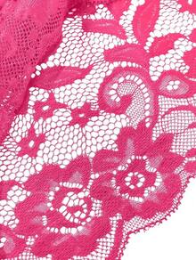 Floral Lace Lingerie Set High Waist Sleepwear Bra And Panty 2 Piece Nightwear 2025 Back-To-School Season Fall Pjs - 玫紅色 - 查看 3