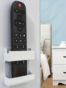 Wall-Mounted No Drilling Adhesive Mobile Charging Stand, Remote Control Holder Storage Box - Can Horizontally Place Mobile Phones For Viewing, Multifunctional Organizer Box For Household Appliances, Non-Slip, No-Drill Bedside Storage Rack, Suitable For Phones And Remotes, Space-Saving Bedside Storage Box, With Strong Adhesive, Plastic Multipurpose Storage Rack, Suitable For Home, Office, Car, Minimalistic Appearance, Easy Installation, Practical Shelving