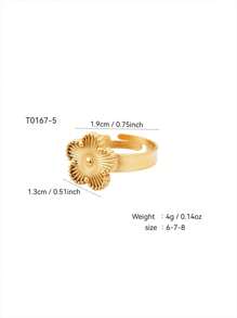 1pc/Set Elegant Minimalist Versatile 18K Gold Plated Stainless Steel Clover Necklace, Bracelet, Earrings & Ring Jewelry Set, Suitable For Women Everyday & Party Wear