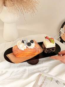 1 件椭圆形黑色不锈钢面包盘，优雅的甜点架，用于下午茶、蛋糕和甜点展示 - 彩色 - 查看 9