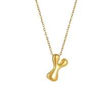 18K Bubble Letter Necklace Gold For Women, Initial Necklaces Rhinestone Chunky Bubble Letter Necklace As Mother's Day Gifts Charm Puff Name Pendant Alphabet Necklaces Non Tarnish Gold Plated Jewelry