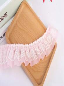 2 Yards Double Layered Lace Trim, Polyester Ruffle Fabric Sewing Supplies For DIY Craft Projects - Dress/Skirt Hem, Curtain, Shoes, Bags, Accessories