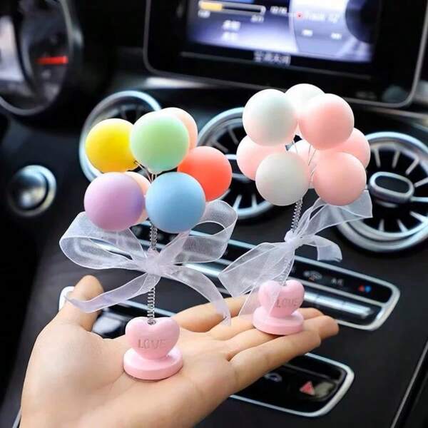1pc Cute Swing Balloon Car Ornament, Creative Valentine's Balloon Decoration, Spring Dashboard Center Console Decor, For Car Interior Home Decor
