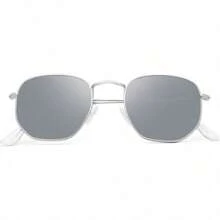 Polarized Sunglasses For Womens Men  Square Hexagonal Flat Mirrored Sun Glasses UV Protection