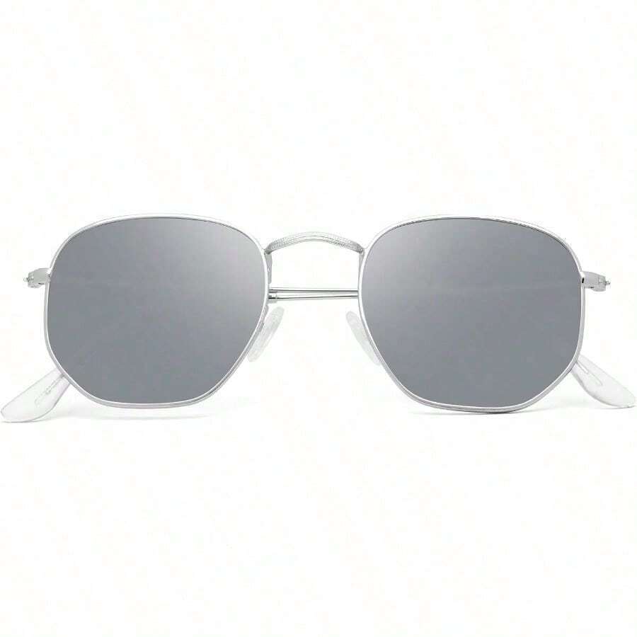 Polarized Sunglasses For Womens Men  Square Hexagonal Flat Mirrored Sun Glasses UV Protection