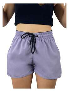 Kit 2 Women's Tactel Elastane Beach Training Shorts With Bag - Purple - View 4