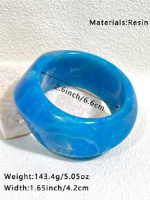 1 Stück Sommer Azur Glitzer Harz Armreif Set, transparentes Farbblockdesign, geeignet für den täglichen Gebrauch von Frauen, Strand, Resort