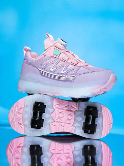 Upgraded Multi-Mode Roller Skate Shoes For Teens, Autumn/Spring, Enhanced Stability With 4 Wheels, Detachable Two-In-One Design For Roller Skating And Everyday Wear