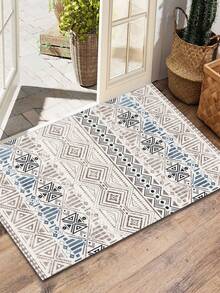 1 pieza Alfombra grande de estilo bohemio con patrón geométrico marroquí, alfombra de estilo Ins para decoración del hogar, para sala de estar/dormitorio/entrada/cocina/baño - Multicolor - Ver 7