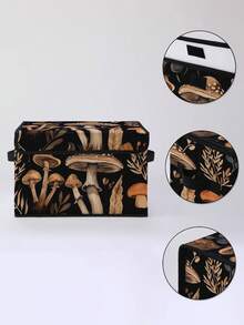 1 pieza Caja de almacenamiento con tapa con estampado de hongo de dibujos animados, contenedor de almacenamiento plegable con asa y tapa, organizador ligero, caja de almacenamiento multiusos con tapa, contenedor de almacenamiento plegable para ropa y ropa de cama con cremallera resistente, adecuado para ropa, artículos diversos, dormitorio - Multicolor - Ver 8