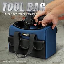 Small Tool Bag, Waterproof Tool Bag Organizer 1680D, Heavy Duty Men's Multi-Pocket Tool Bag For Electricians, Blue - 藍色 - 查看 7