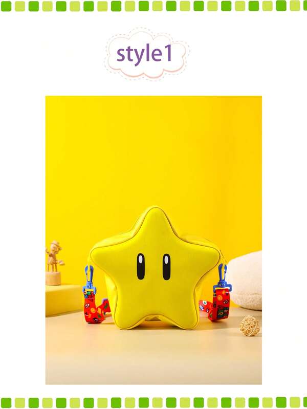 Super Mario Super Mario Japanese Cartoon Super Mario Star Shoulder Bag, Girlish Big Eyes, Cute Five-Pointed Star, Adorable Shoulder Crossbody Bag, Ladies' Bag, Ladies' Crossbody Bag