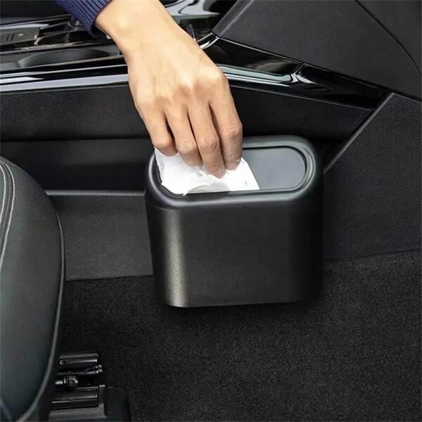 1/Multi-Pack Black Mini Car Trash Can With Bags | Leakproof Lid, Door/Backseat Hanging Organizer