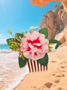 Nuevo peine para el cabello con flores artificiales de tela estilo bohemio, para novias de playa, bodas, fiestas y accesorios para la cabeza - Multicolor - Ver 21