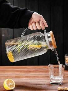 1pc Large Capacity High-Temperature Resistant Water Jug Pitcher - Perfect For Summer Drinks, Restaurant, Lemonade, Juice, And Tea Serving, Easy-To-Clean Design - Clear - View 7