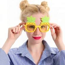 8Pcs Vibrant Luau Fruit Shaped Glasses - Colorful Plastic Hawaiian Beach Photo Booth Props With Fun Pineapple, Strawberry, And Watermelon Designs - Perfect For Tropical Themed Events, General Use, And Making Unforgettable Memories