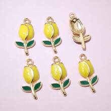 20pcs 21x10mm Enamel Rose Flower Charms Pendant Alloy Metal Cute Flowers DIY Jewelry Making Accessories For Necklace Earrings