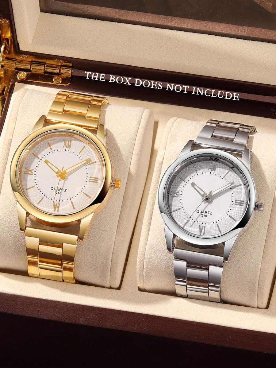 2 件时尚简约女士手表，多功能胶带石英表，姐妹情侣手表，适合节日、聚会和日常佩戴，是送给女性情侣的最佳礼物。 - 彩色 - 查看 1