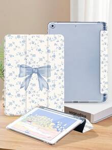 Bow Knot Light Blue Rose Bow Knot Pattern Tablet Protective Case, Compatible With IPad 9.7/10.2/10.5/10.9/12.9/Pro 11 (10th Gen), Compatible With Samsung Galaxy Tab S6 Lite 10.4 Inch, Compatible With Kindle Paperwhite (12th Gen, 2024 Release), Kindle (11th Gen, 2022 Release), Soft Shock-Proof Protection, Smart Stand/Auto Wake/Sleep Function - Multicolor - View 4